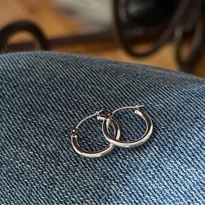 14k White Gold Hoops